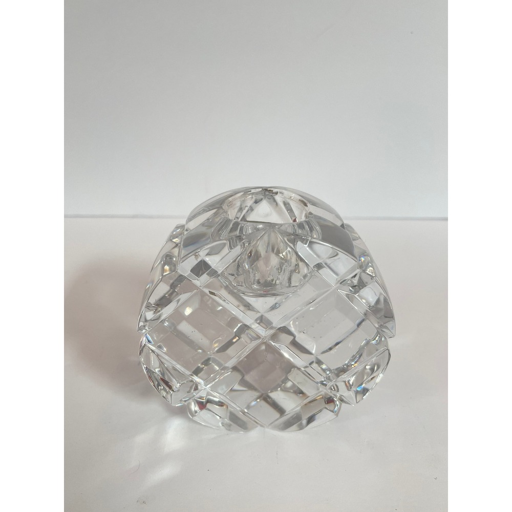 Mikasa Heavy Cut Crystal Taper Candle Holder Round Diamond Geometric Base